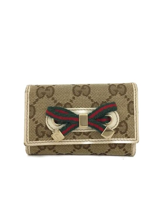 Gucci Accessories - GUCCI Logo Canvas Leather 6 Key Ring Case